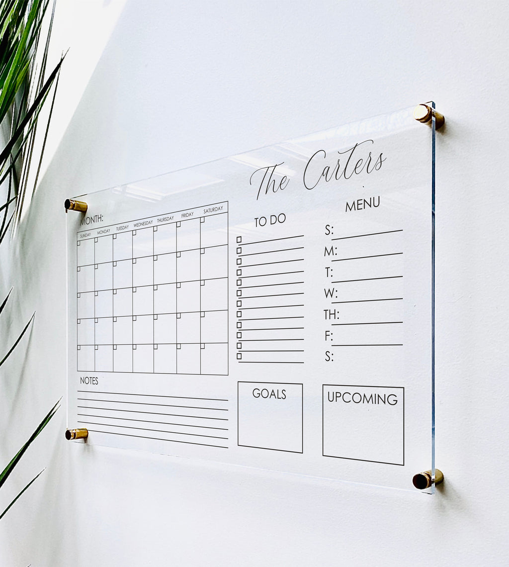 Acrylic Monthly Horizontal Calendar For Wall