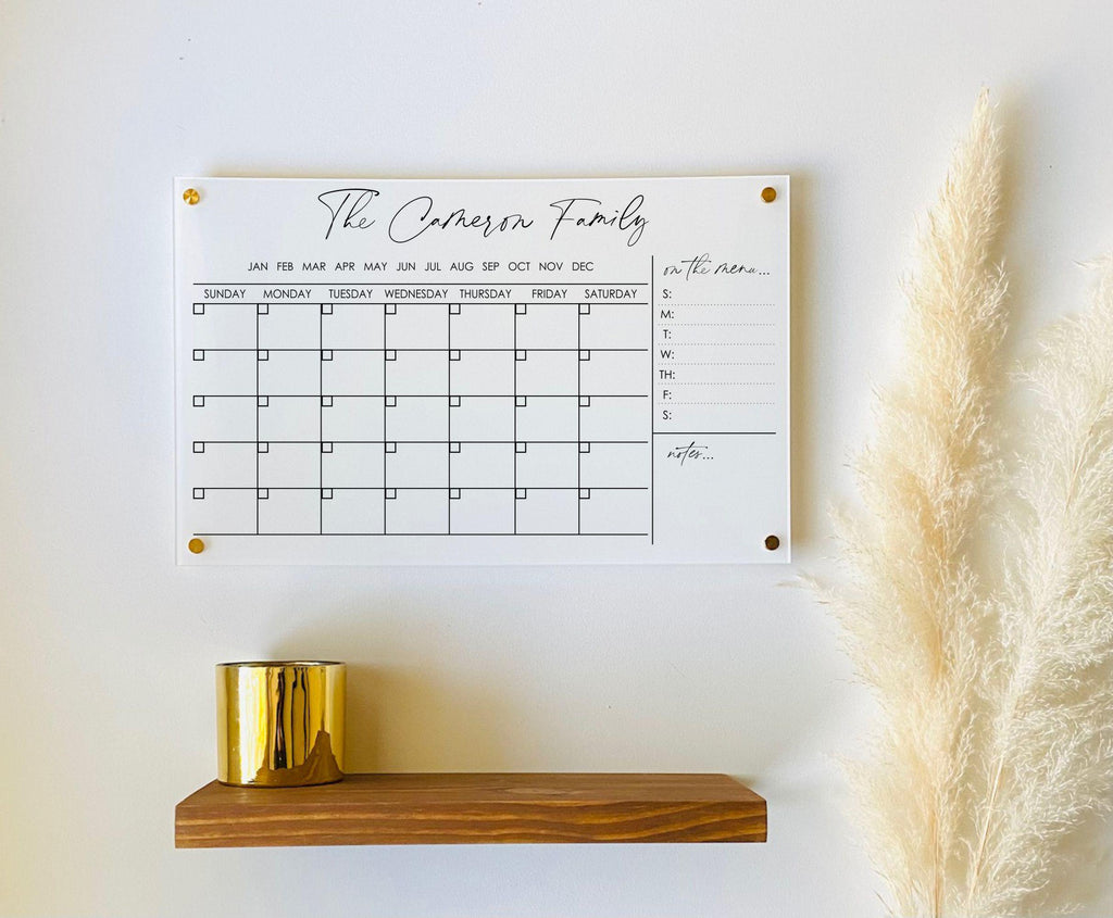 Acrylic Monthly Horizontal Calendar For Wall