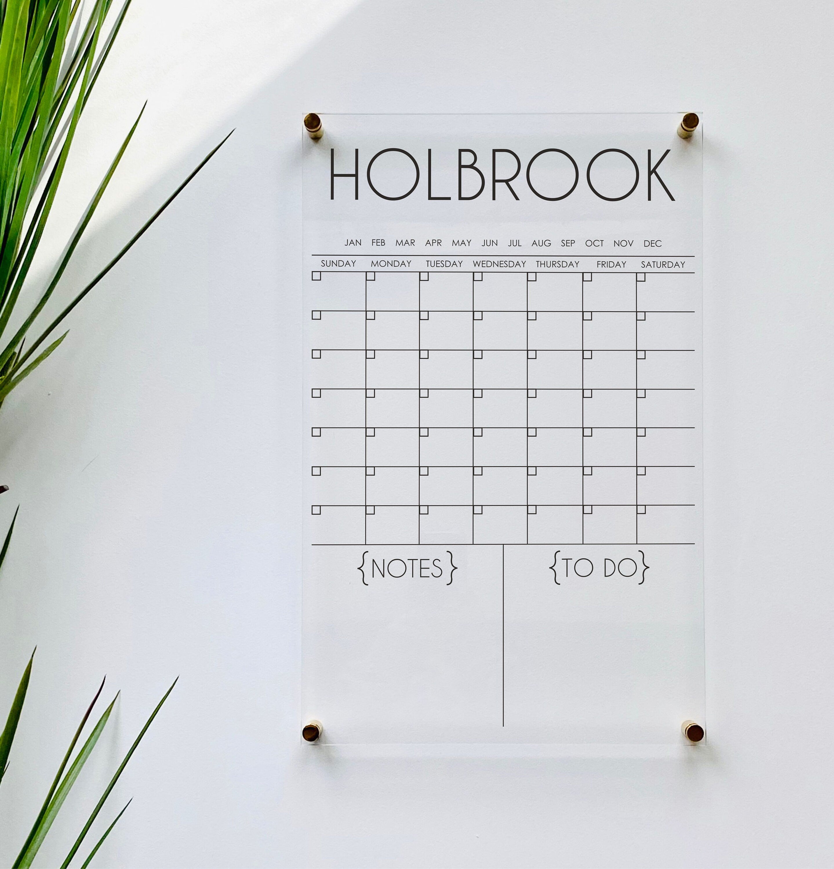 Acrylic Monthly Vertical Calendar For Wall