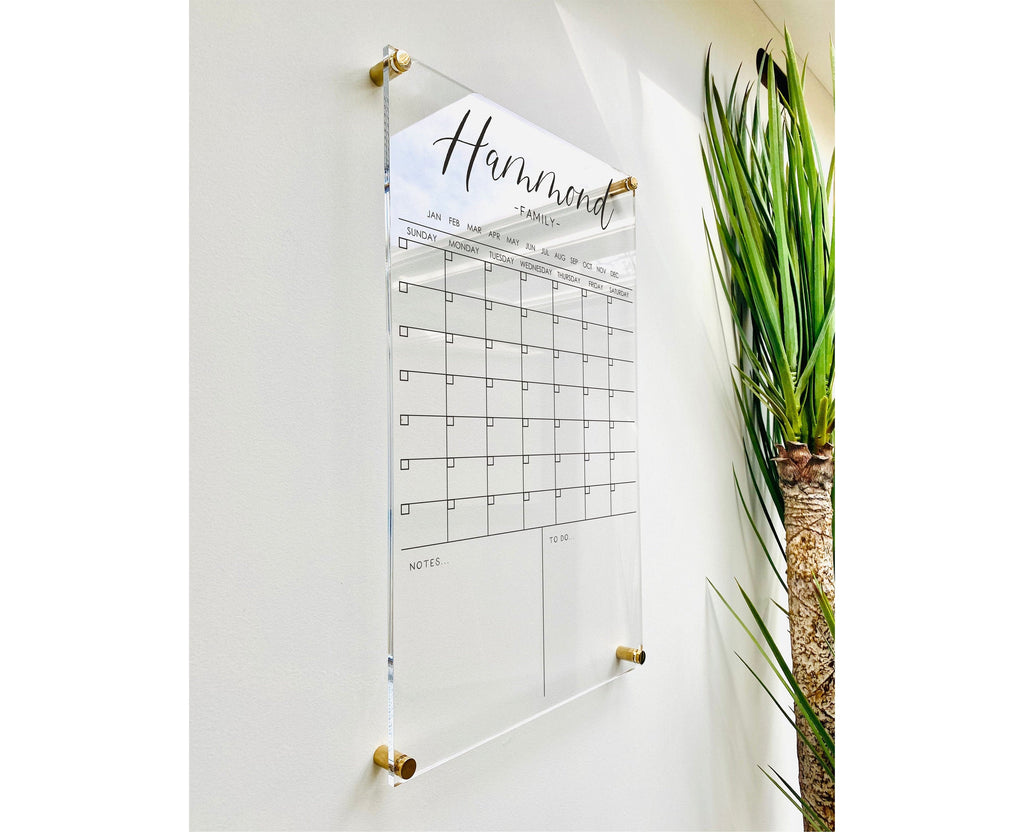 Acrylic Monthly Calendar For Wall || Custom Dry Erase Family Planner Large Huge Clear or White Calendar Personalized Whiteboard Office Decor