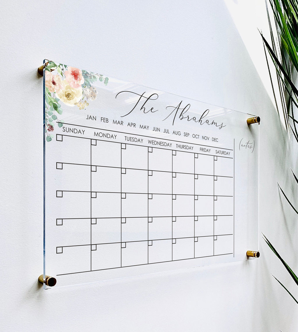 Acrylic Monthly Horizontal Calendar For Wall