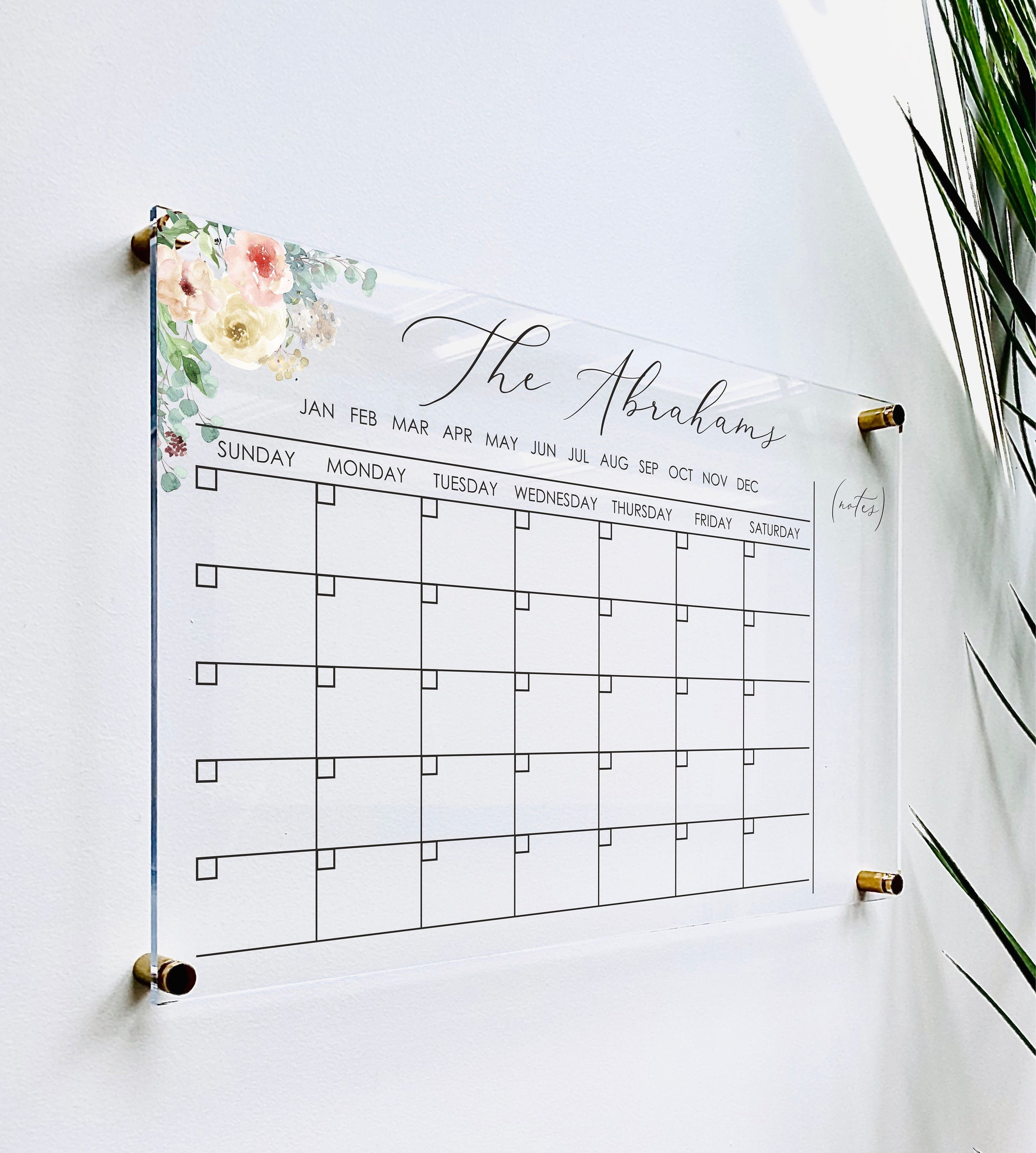 Acrylic Monthly Horizontal Calendar For Wall