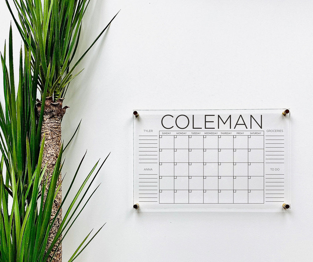 Acrylic Monthly Horizontal Calendar For Wall