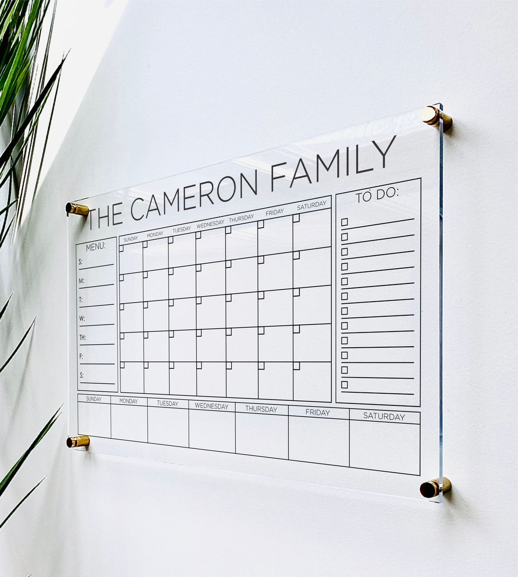Acrylic Monthly Horizontal Calendar For Wall