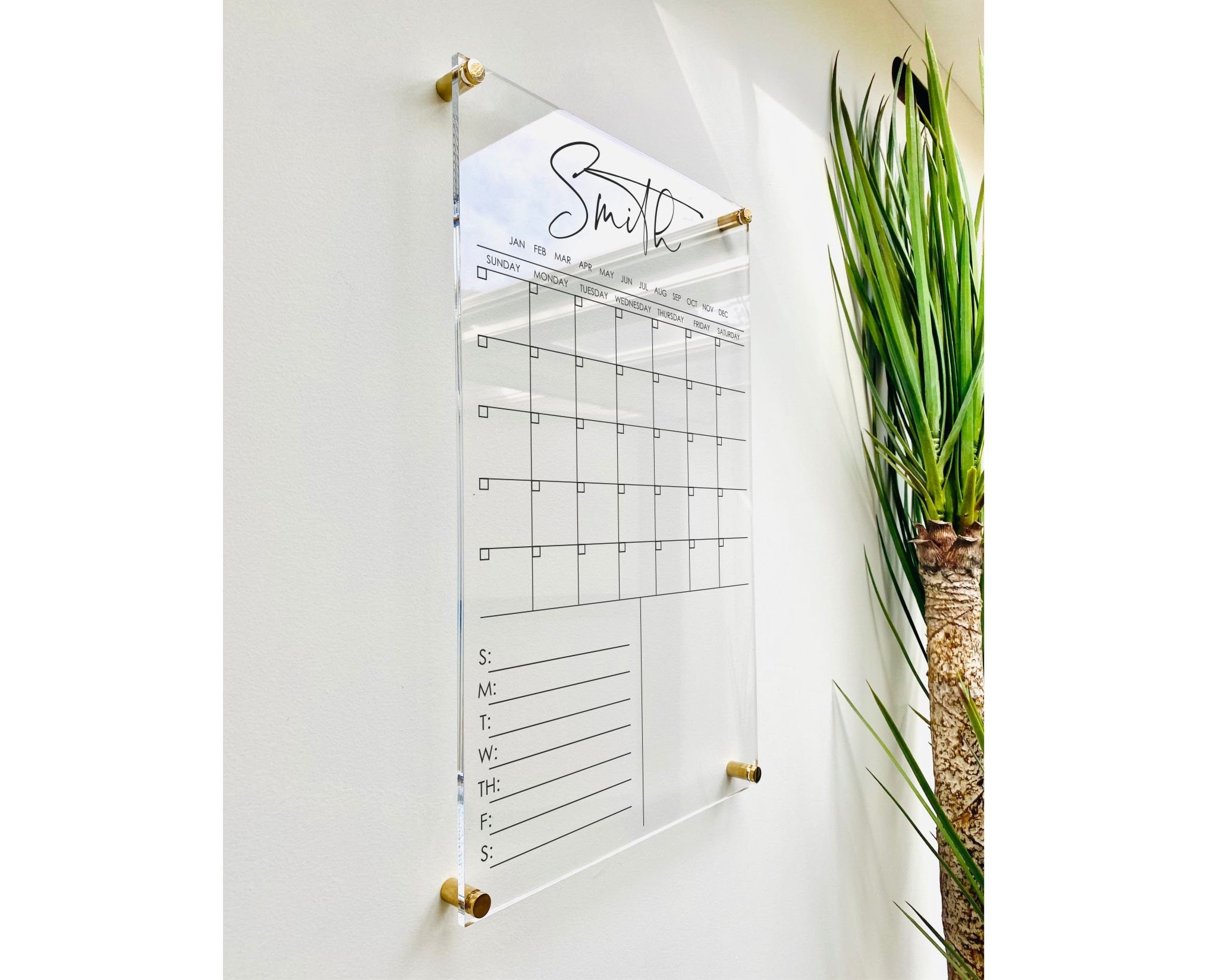 Acrylic Monthly Vertical Calendar For Wall