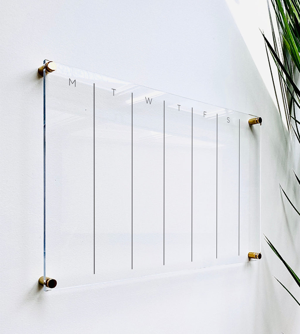 Acrylic Weekly Horizontal Calendar For Wall