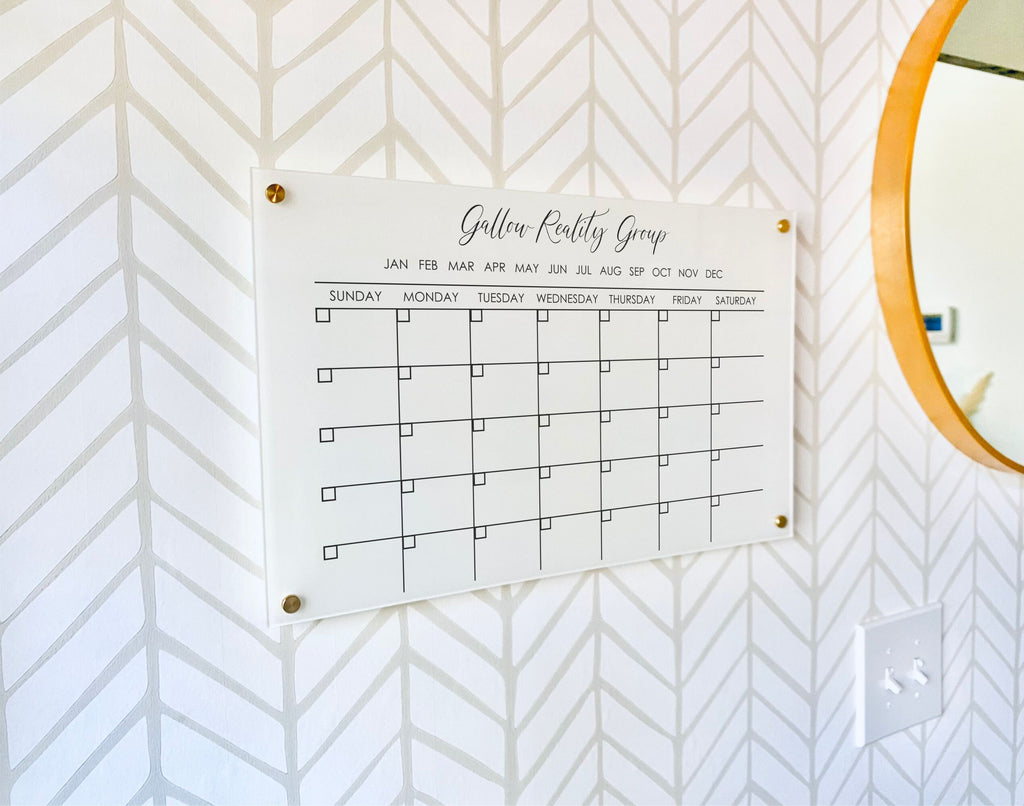 Acrylic Monthly Horizontal Calendar For Wall