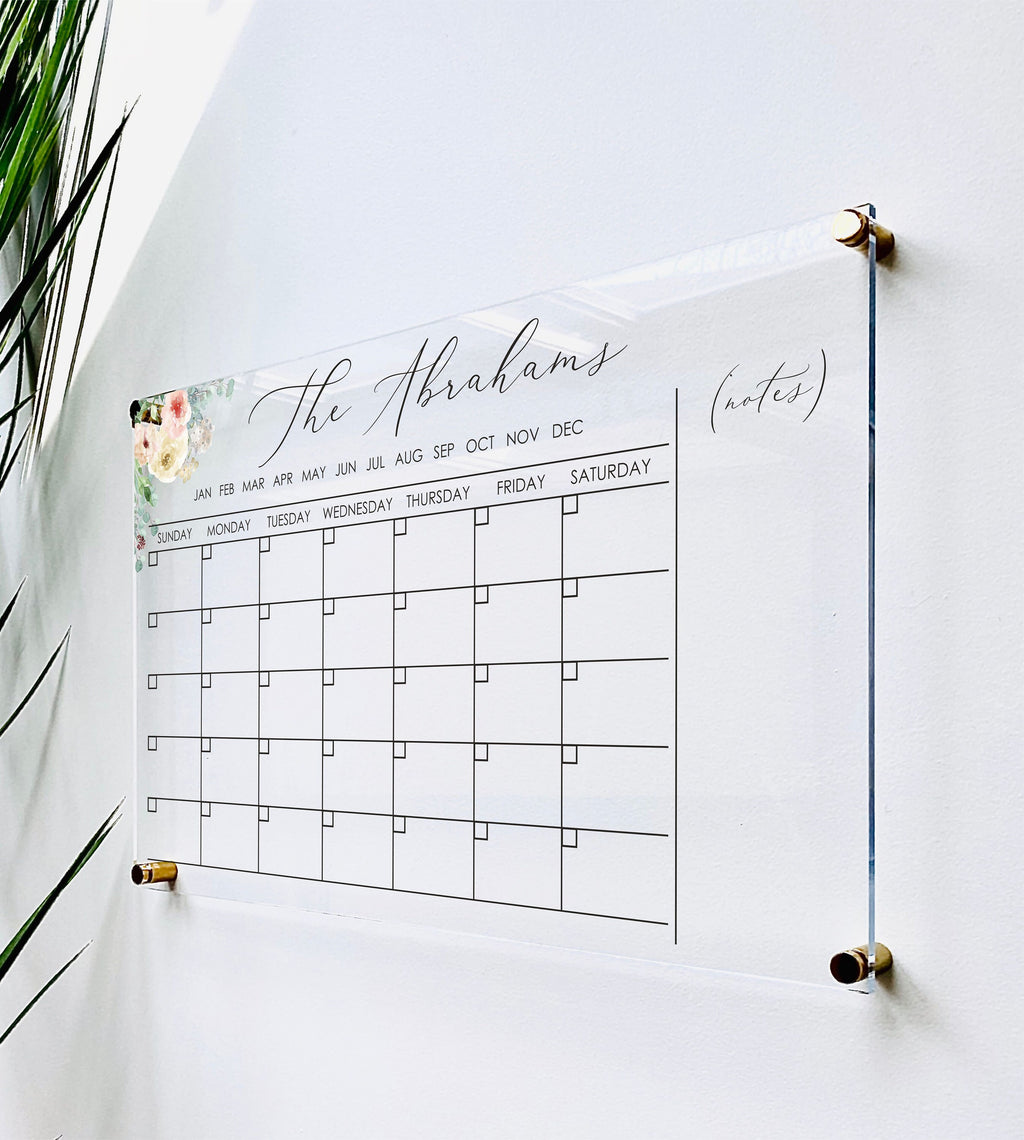 Acrylic Monthly Horizontal Calendar For Wall