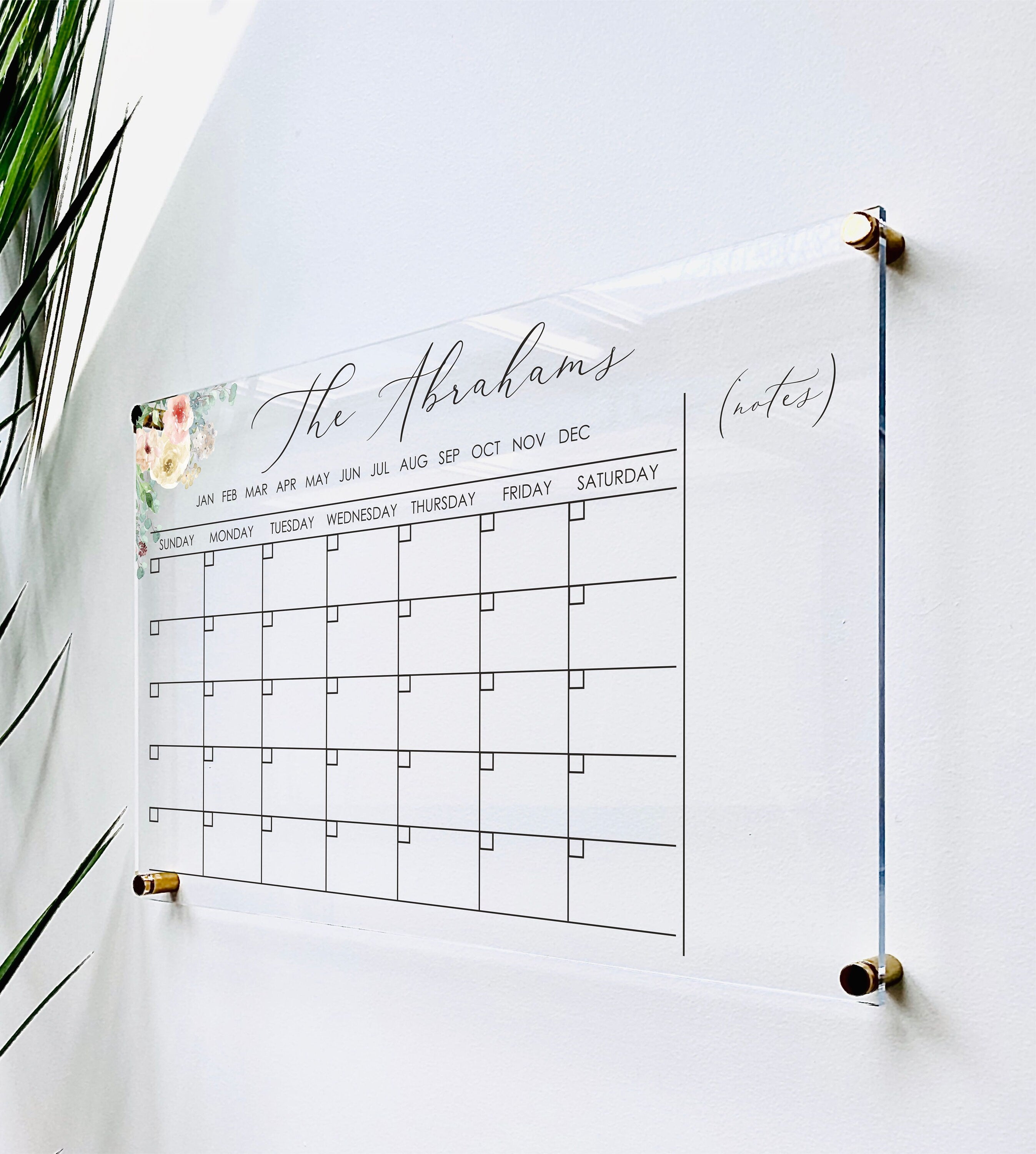 Acrylic Monthly Horizontal Calendar For Wall