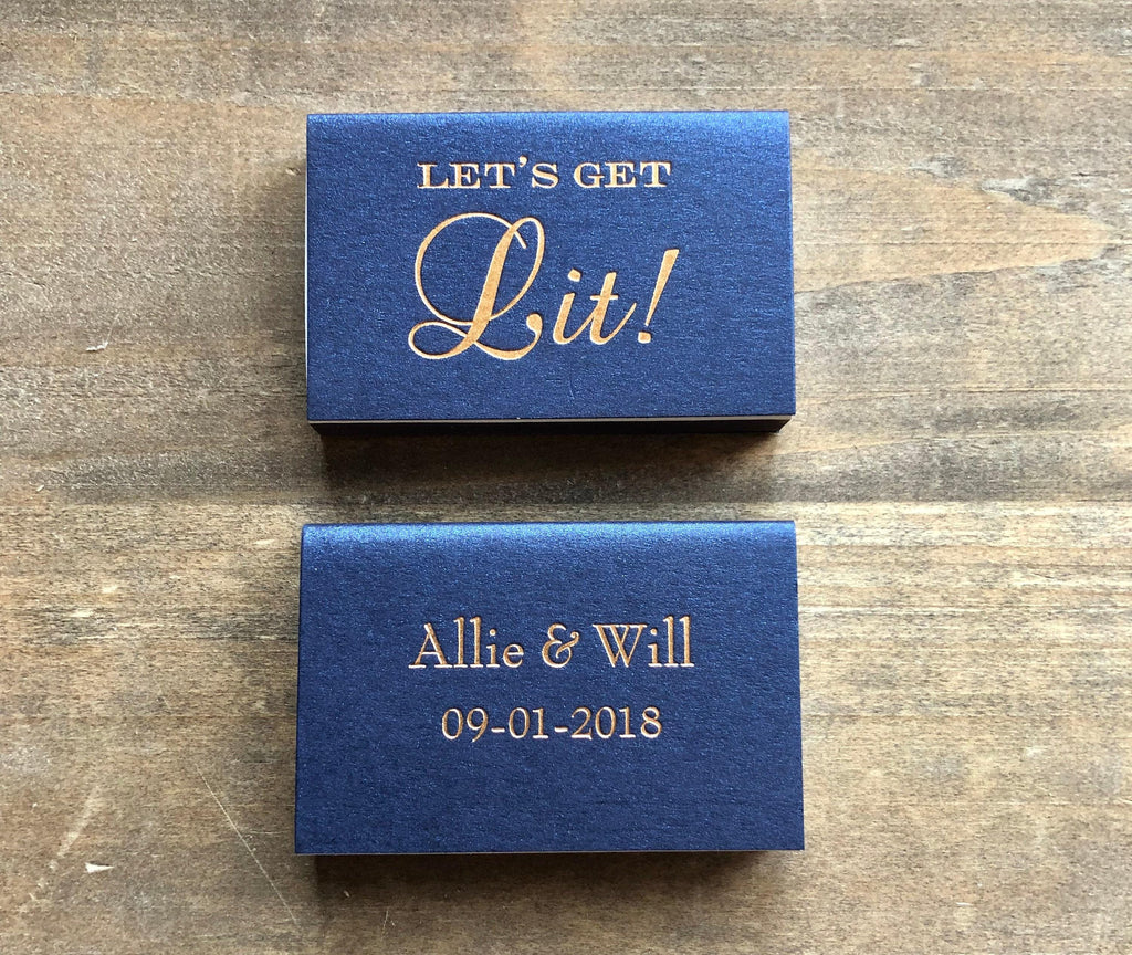 Personalized Matches, Let's Get Lit || Wedding Custom Matchbox Wedding Favors for Guests Wedding Send Off Cigar Bar Candle