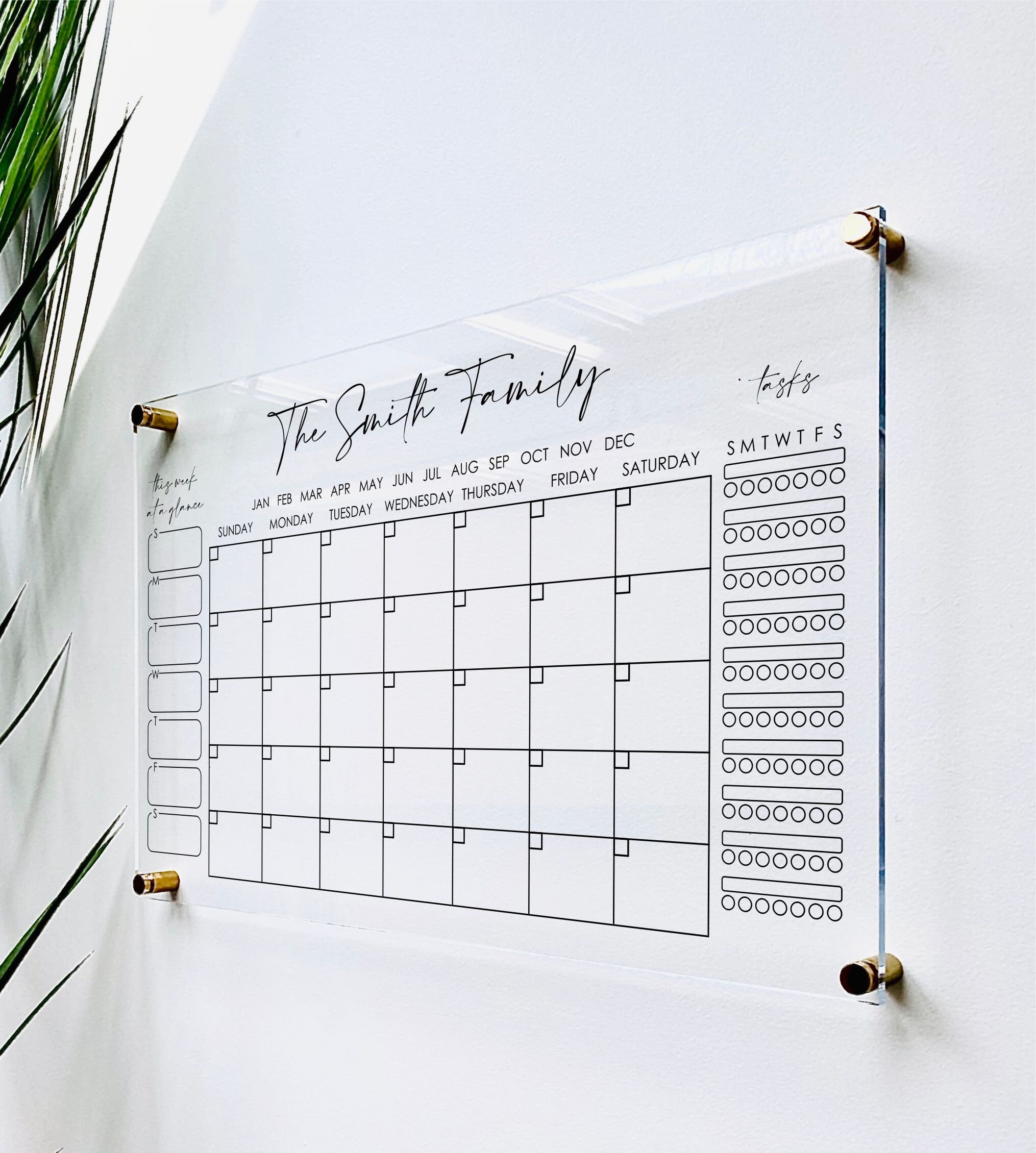 Acrylic Monthly Horizontal Calendar For Wall
