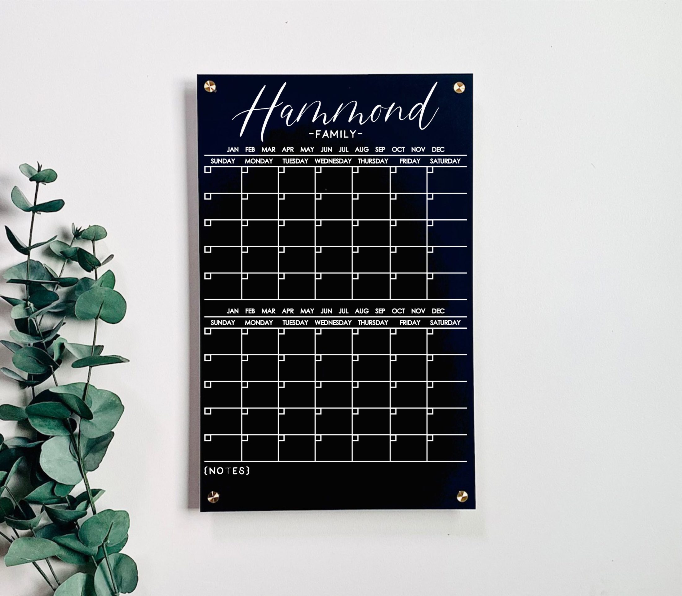 Monthly Acrylic Calendar + 2 Sections, Vertical Pennington