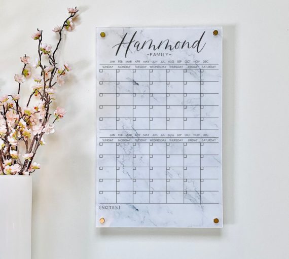 Personalized Acrylic Calendar For Wall 2 Month Design
