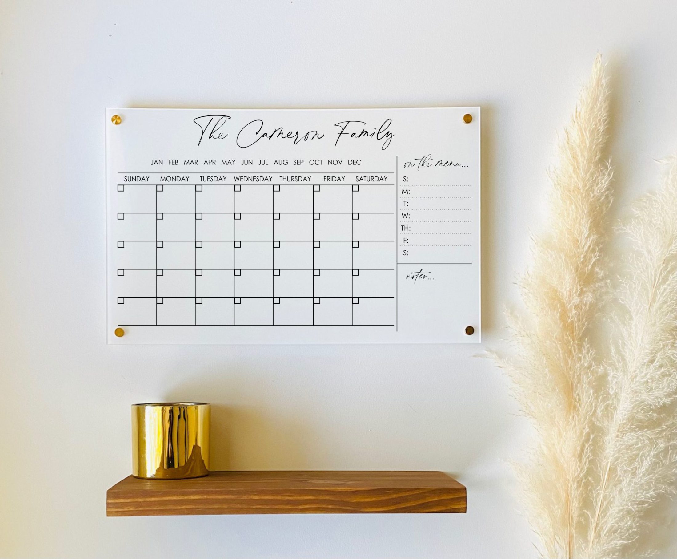 Acrylic Calendar for Wall Dry Erase Calendar Large Wall Calendar