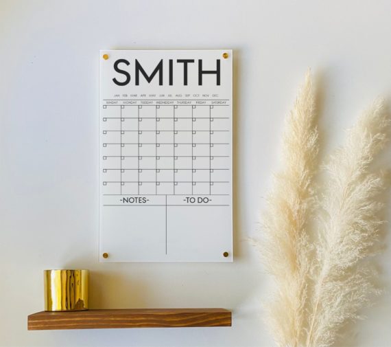 Personalized Acrylic Calendar For Wall, 7 Week Design