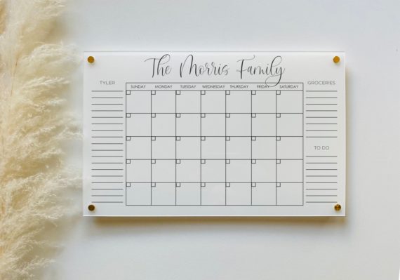 : Personalized Acrylic Calendar For Wall