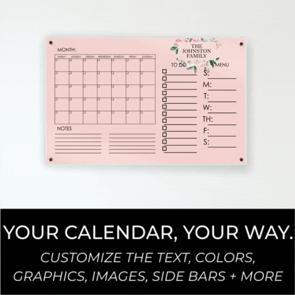 Monthly Acrylic Wall Calendar