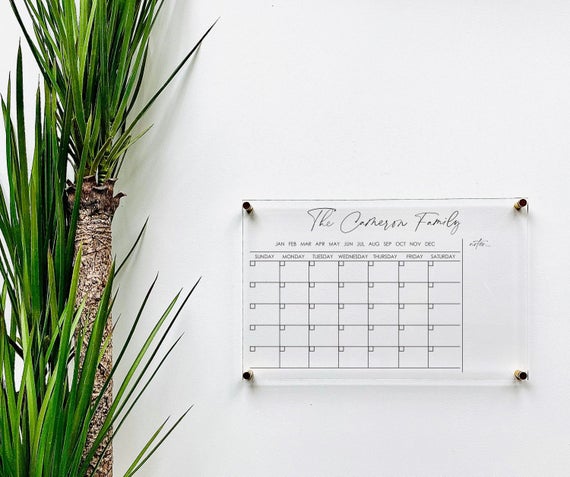 Clear Acrylic Wall Calendar - Personalizable + Multiple Sizes