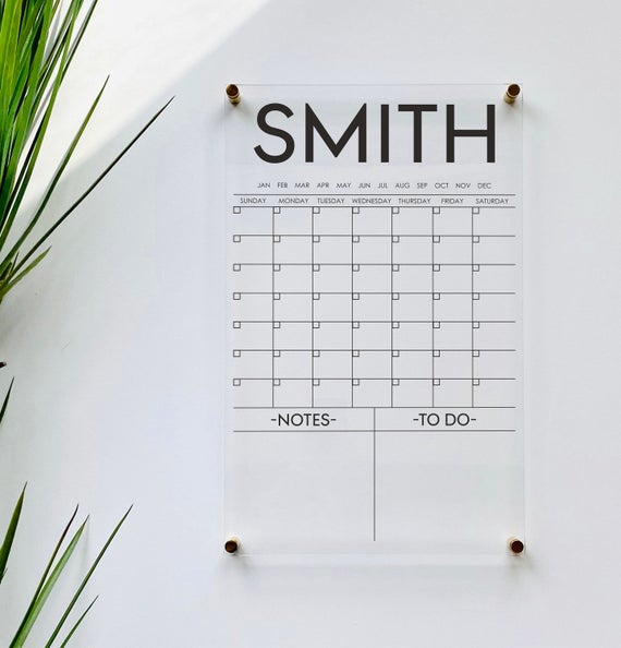 Personlized Acrylic Calendar For Wall, 7 Week Design