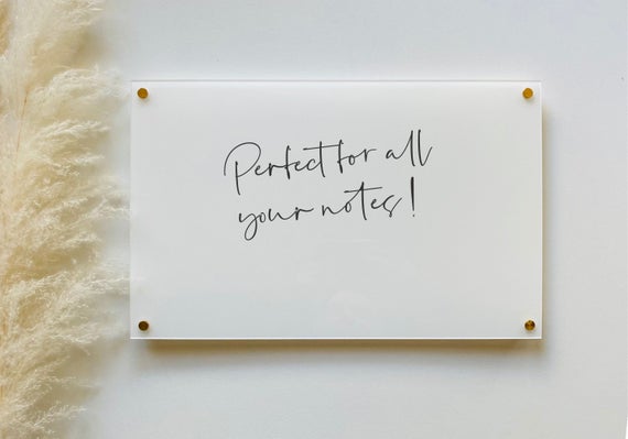 Blank White Acrylic Dry Erase Writing Board with Standoffs