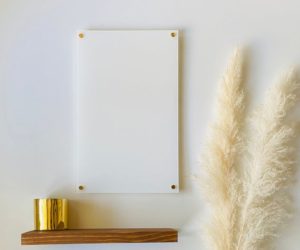 Blank White Acrylic Dry Erase Writing Board with Standoffs