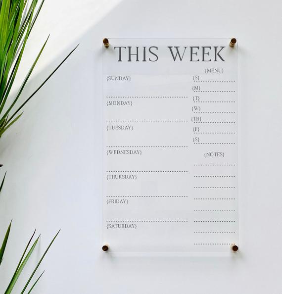 crylic Weekly Calendar Board For Wall