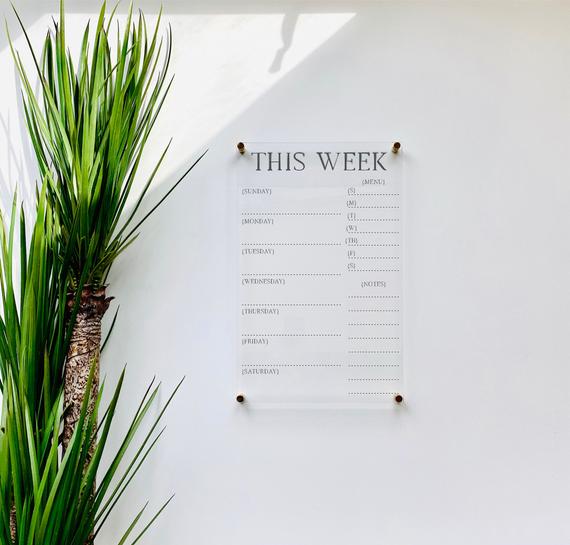 Acrylic Weekly Calendar Board For Wall