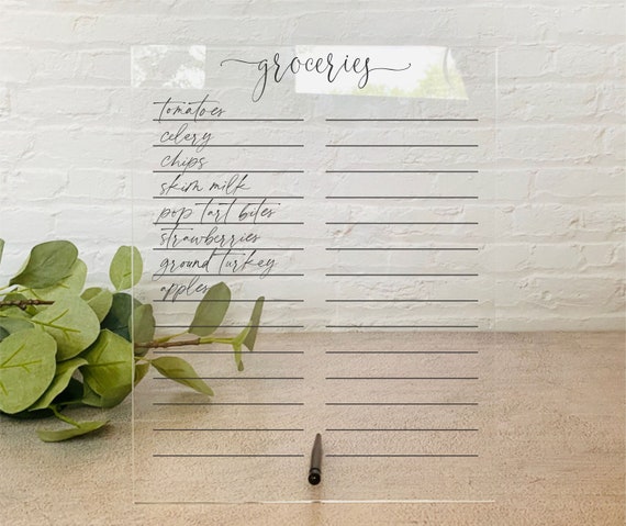 Acrylic Grocery List Board For Counter