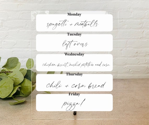Acrylic Weekly Calendar Board for Desktop