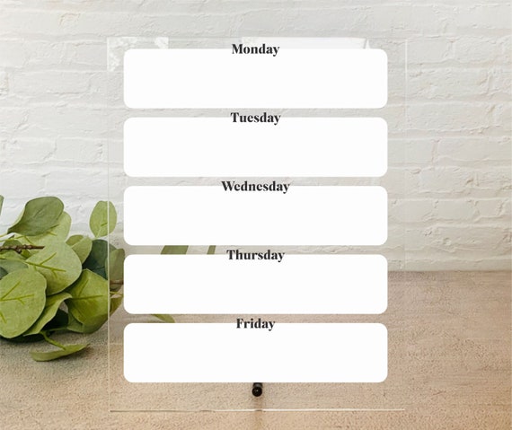 Acrylic Weekly Calendar Board for Desktop