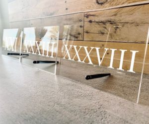 Roman Numeral Wedding Table Numbers with Holders