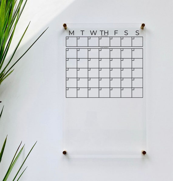 Acrylic Monthly Calendar For Wall with Chore Chart