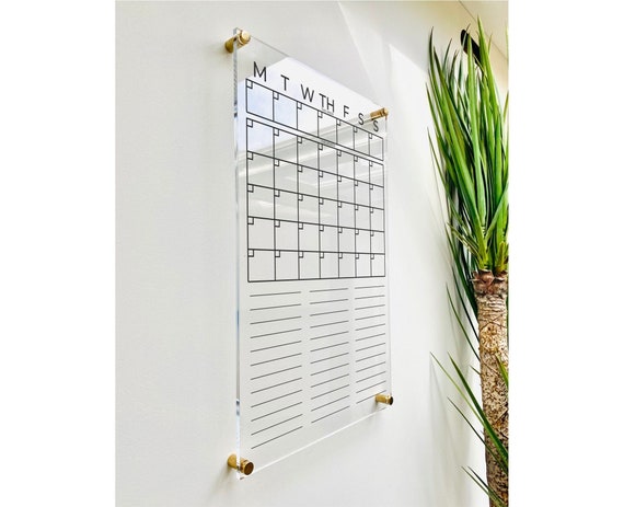 Acrylic Monthly Calendar For Wall with Notes