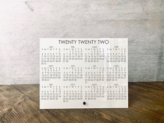Acrylic 2022 Yearly Calendar for Desktop, 10"x8"