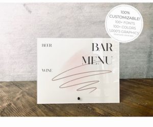 Personalized Acrylic Bar Menu