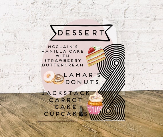 Personalized Dessert Menu Acrylic Sign
