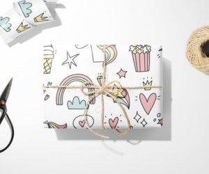 Unicorn, Rainbow and Ice Cream Gift Wrap