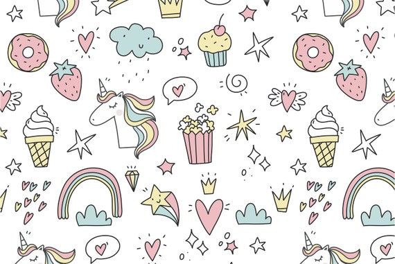 Unicorn, Rainbow and Ice Cream Gift Wrap