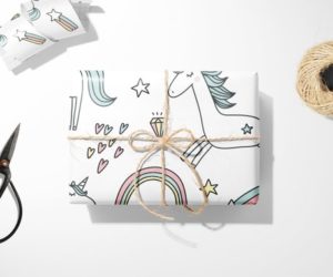 Unicorn and Rainbow Gift Wrap