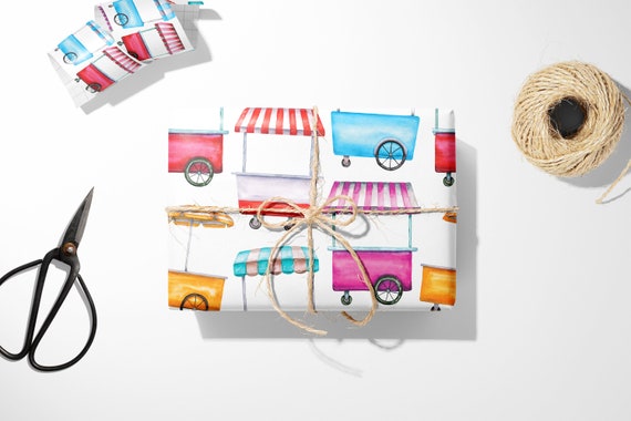 Food and Drink Cart Gift Wrap