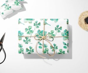 Four Leaf Clover and Succulent Gift Wrap