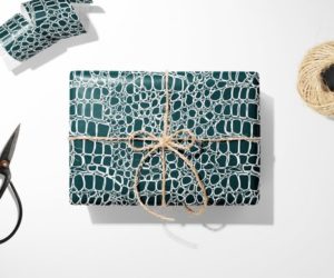 Emerald and White Crocodile Gift Wrap