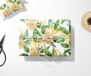 Lemon Floral Gift Wrap