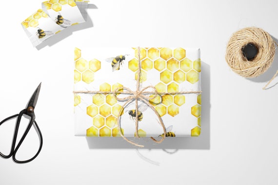 Bee and Honeycomb Gift Wrap