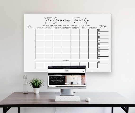 Monthly/Weekly Calendar Wall Decal Set: Gray Chalkboard