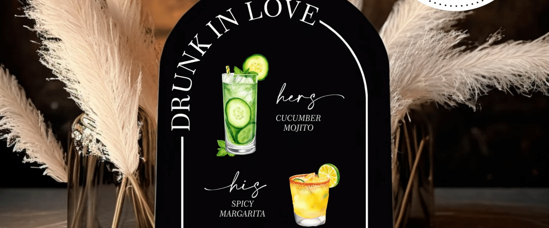 A drink in love sign with different drinks on it.