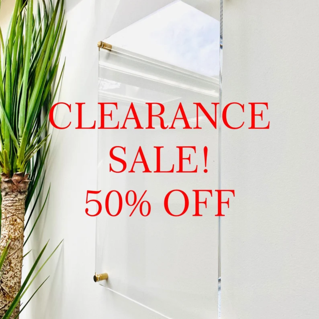 Clearance sale: 50% off on blank and dry erase products.