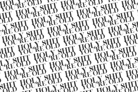A black and white pattern with the words Holy Sh*t You're Old Gift Wrap || 50th 60th 40th birthday Wrapping Paper Unique Gift Idea For Her Wedding Gift Reusable Gift Wrap 03-016-068 - perfect for a birthday gift.