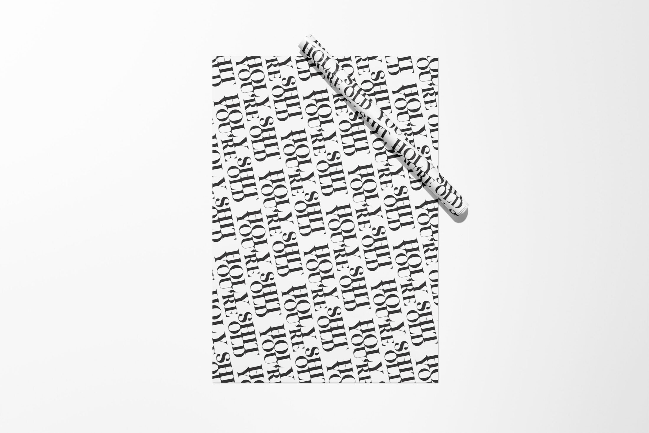 A black and white Holy Sh*t You're Old Gift Wrap perfect for a birthday or wedding gift.