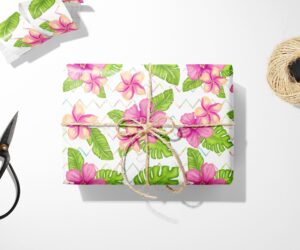 Hawaiian Floral Wrapping Paper mockup.